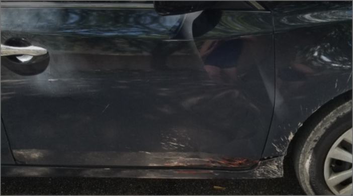 Damaged car door